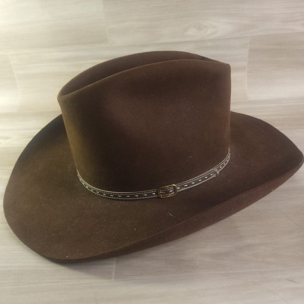 Stetson Cowboy Hat Mens 4X Beaver Brown Vintage Western Cattleman Felt Hat